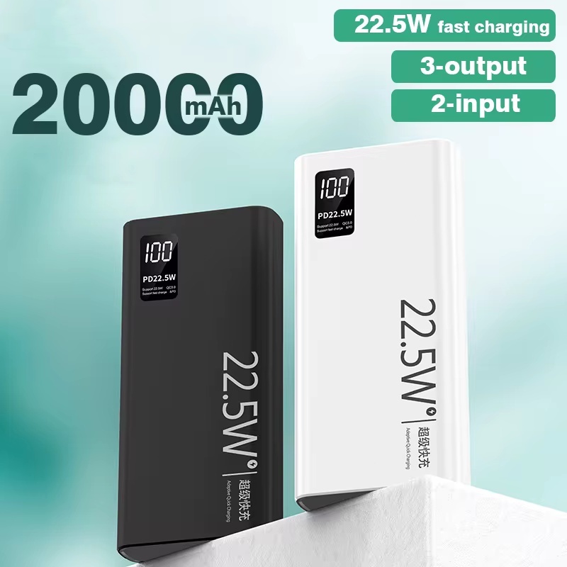 Carregador Portátil 20000mah grande capacidade power bank usb c 22.5w rápido por