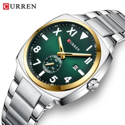 CURREN Relógio Masculino Novo Original Autêntico Aço Inoxidável Luminosa Mãos Calendário Quartzo À Prova D'água 8472 X