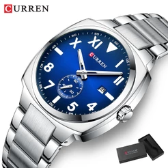 Relógio Masculino CURREN Nova Moda Original Simples Negócios Calendário Luminoso Aço Inoxidável Analógico Quartzo À Prov