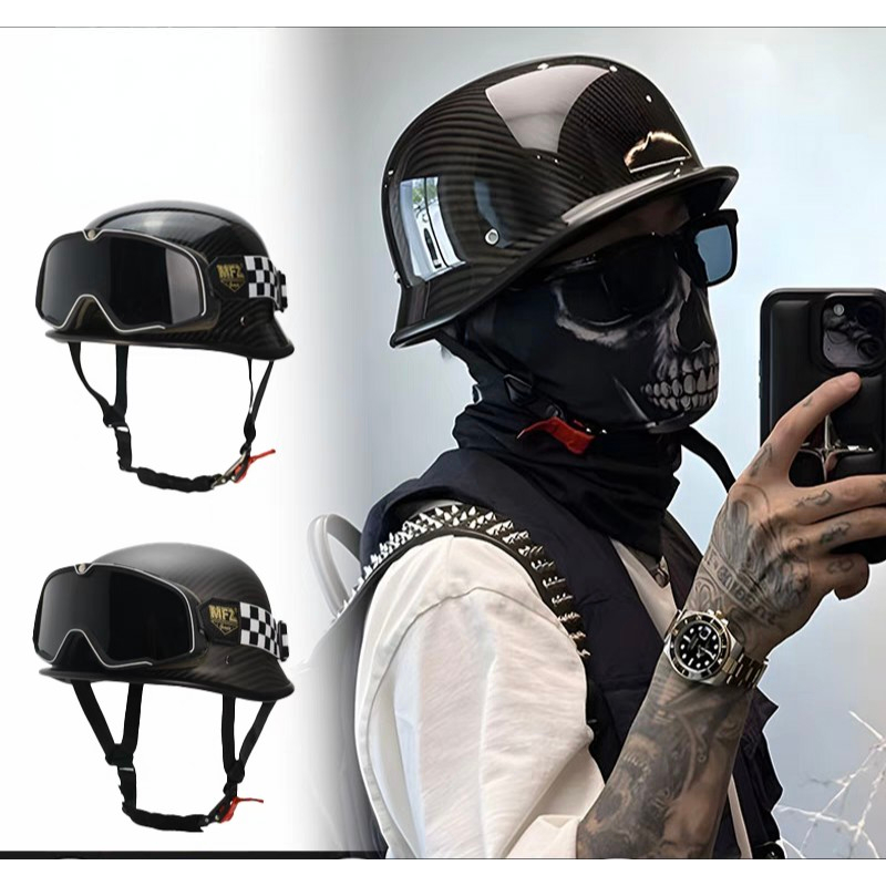 [Oferta Especial] Capacete Retrô Alemão Exclusivo Meio Masculino Feminino Motocicleta de Verão Soldado Coberto S