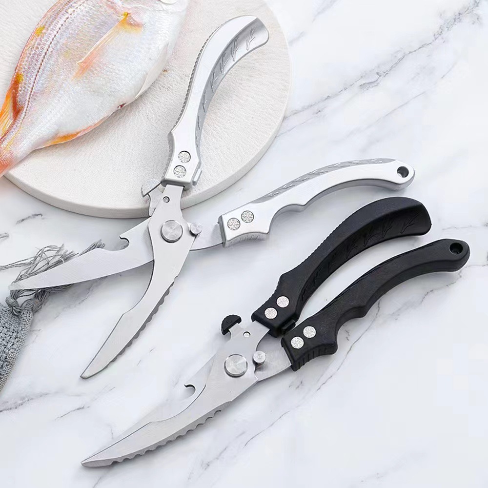 Tesoura Profissional de Cozinha Inox Frango Carnes Aves Pé Galinha - Multiuso - Cortador Descascador