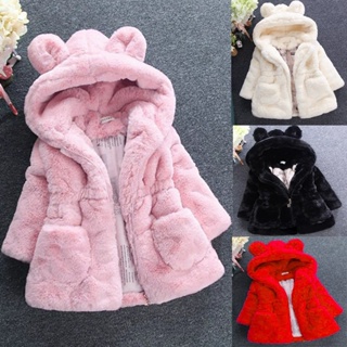 Inverno Meninas Casaco De Pele Sintética Jaqueta De Lã Quente Snowsuit Com Capuz Parka Roupas De Outono Das Crianças em Oferta na Shopee