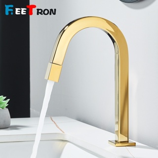 Torneira Banheiro Lavatório Ouro Brilhante Curva Alta Água Fria 1/4 Volta Quadrada em Oferta na Shopee
