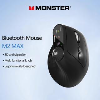 Monster M2 MAX Mouse Bluetooth Sem Fio Antiderrapante Design Ergonômico Luz Multi Dispositivo Compatível Com Bateria