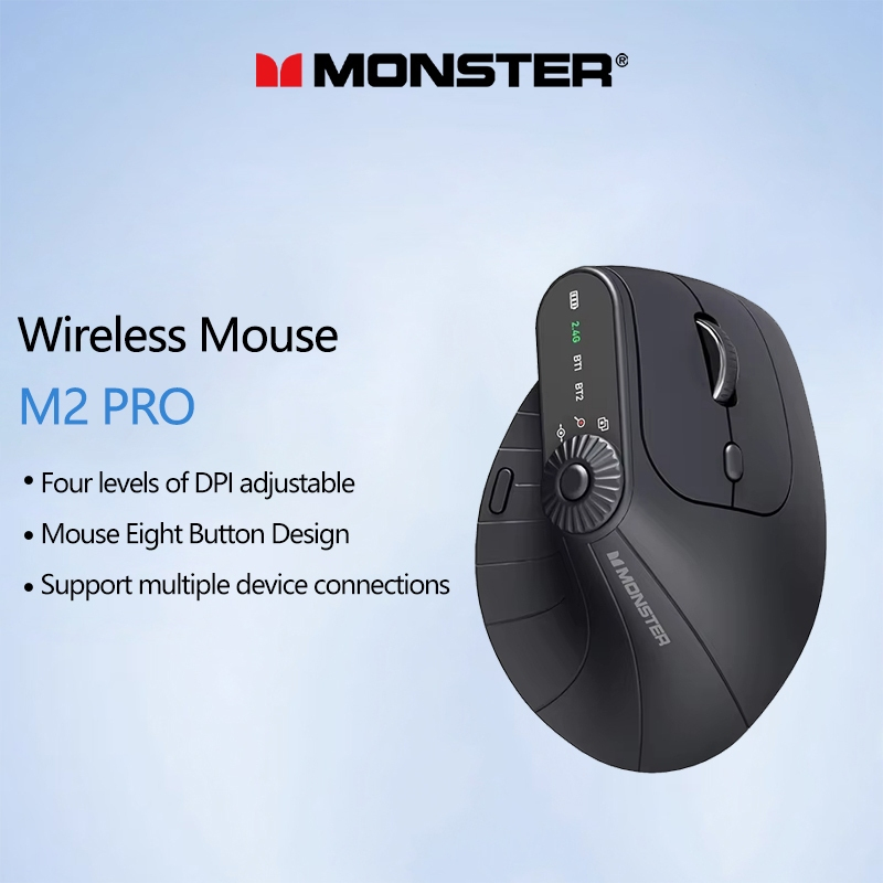 Rato Monster M2 PRO Wireless Mouse 2.4G Compatível Com Bluetooth Múltiplos Dispositivos Longa Vida Útil Da Bateria Baixa Latência em Oferta na Shopee