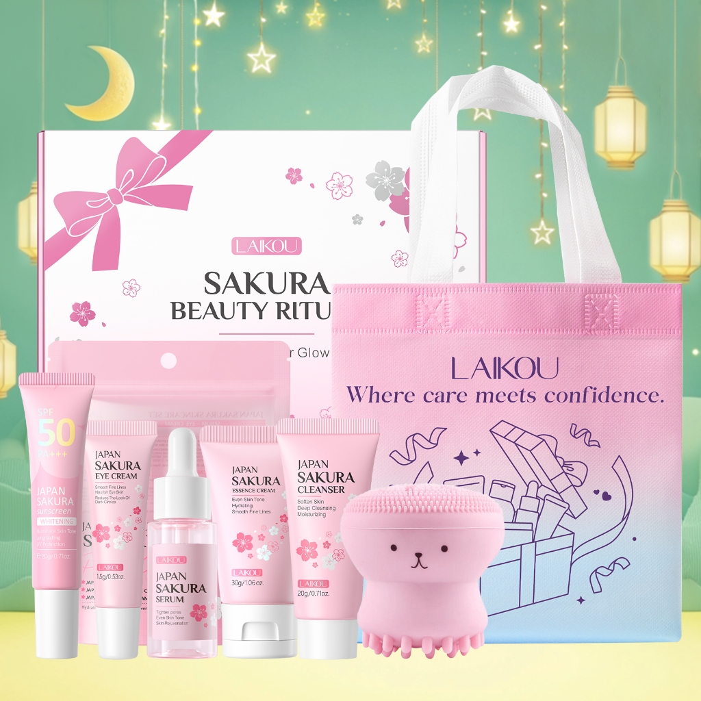 LAIKOU Sakura Mini Conjunto De Presente Para Cuidados Com A Pele , Tom De Radiante , Textura Suave , Hidratação , Caixa