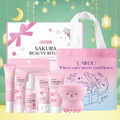 LAIKOU Sakura Mini Conjunto De Presente Para Cuidados Com A Pele , Tom De Radiante , Textura Suave , Hidratação , Caixa