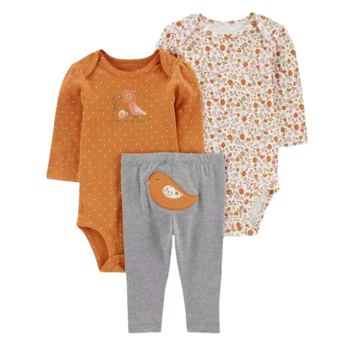 Lucky baby kit 3 peças body bebê menina manga longa curta 100% algodão calça lisa/conjunto...