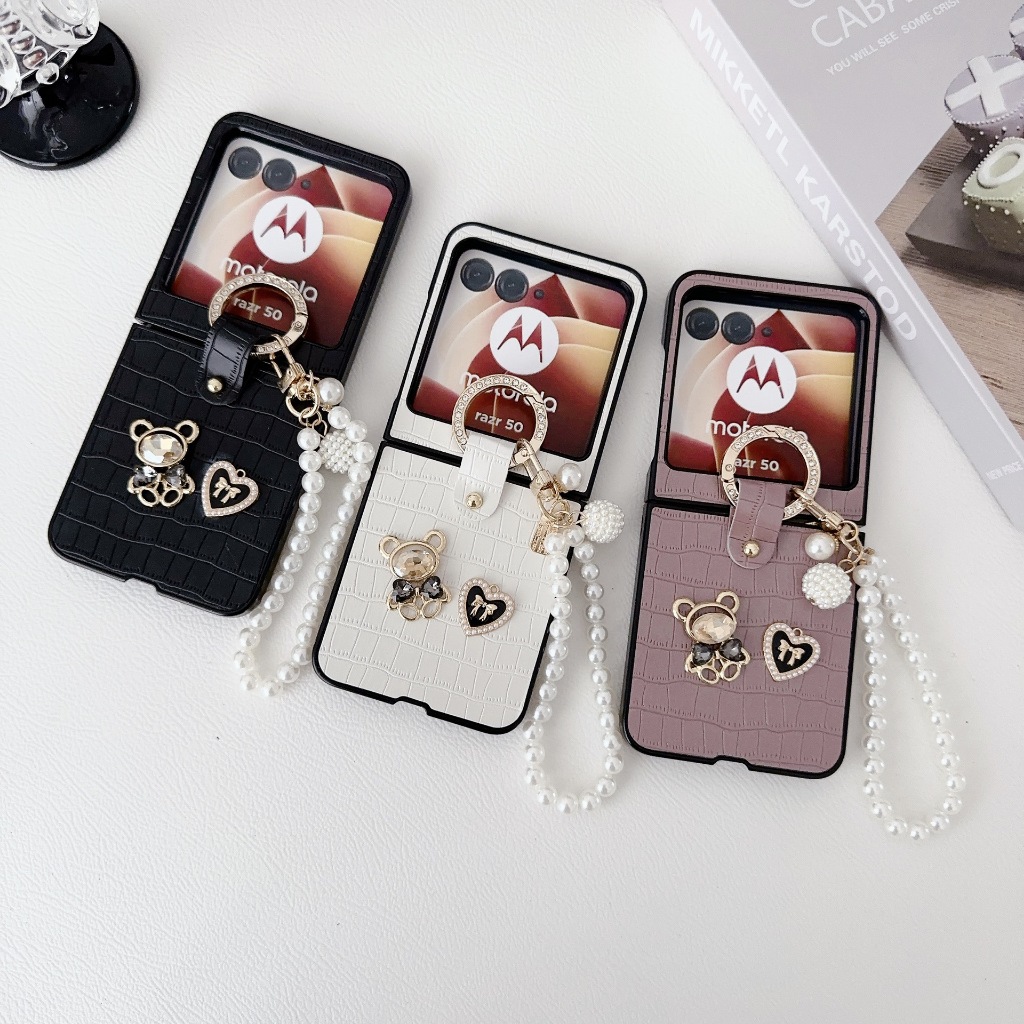 Capa Para Moto 60 Motorola Razr 60 Ultra 50 40 + 2024 50s DIY Ursinho Amor Pérol