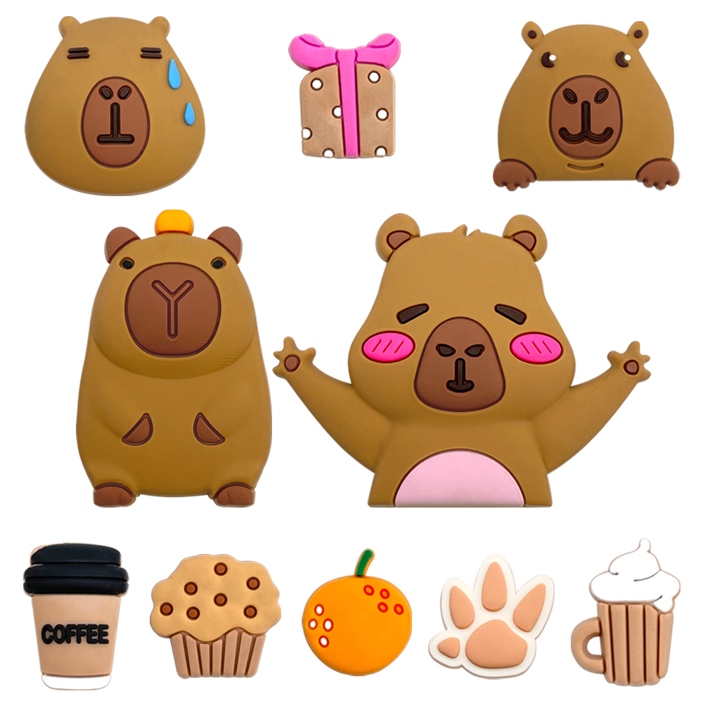 MEIDJ Encantos De Sapato 10 Capivara Padrão Decorações Acessórios De PVC Com Botão