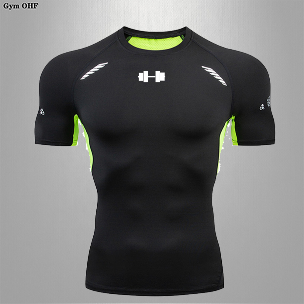 Camiseta Masculina De Fitness Com Halteres , Exercício Muscular , Corrida , Verão , Respirável , Apertada