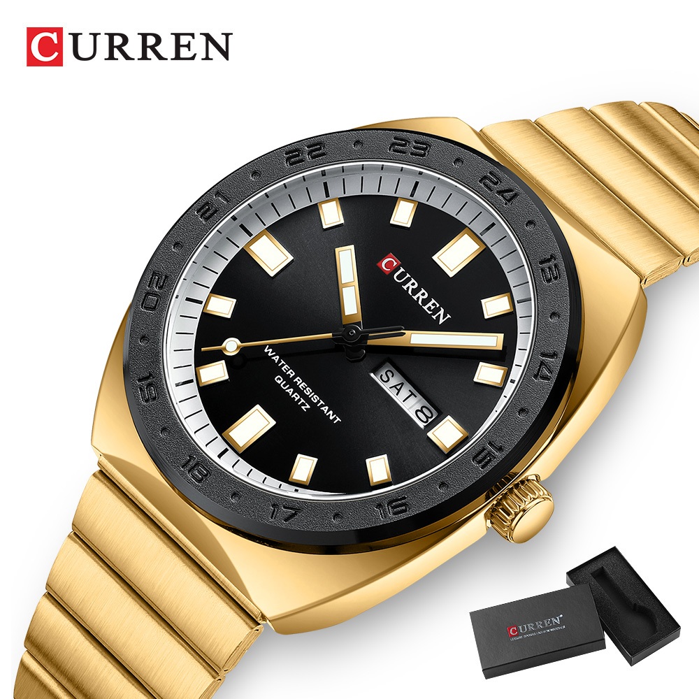 Novo CURREN Relógios Masculinos Original Autêntico Aço Inoxidável Retro Simples Luminoso Quartzo Analógico À Prova D'águ
