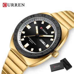 Novo CURREN Relógios Masculinos Original Autêntico Aço Inoxidável Retro Simples Luminoso Quartzo Analógico À Prova D'águ