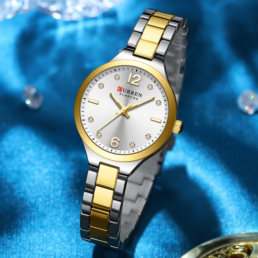 Detalhes do Relógio Feminino Original CURREN Marca Genuíno Pulseira De Aço Inoxidável Moda Luminosa Pequeno Mostrador Negócios Espor