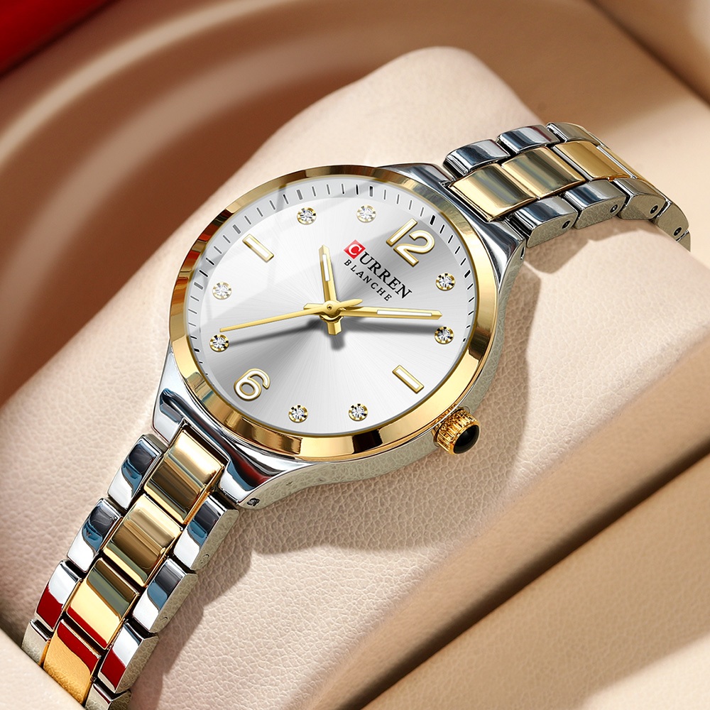 Relógio Feminino Original CURREN Marca Genuíno Pulseira De Aço Inoxidável Moda Luminosa Pequeno Mostrador Negócios Espor