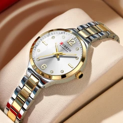 Relógio Feminino Original CURREN Marca Genuíno Pulseira De Aço Inoxidável Moda Luminosa Pequeno Mostrador Negócios Espor