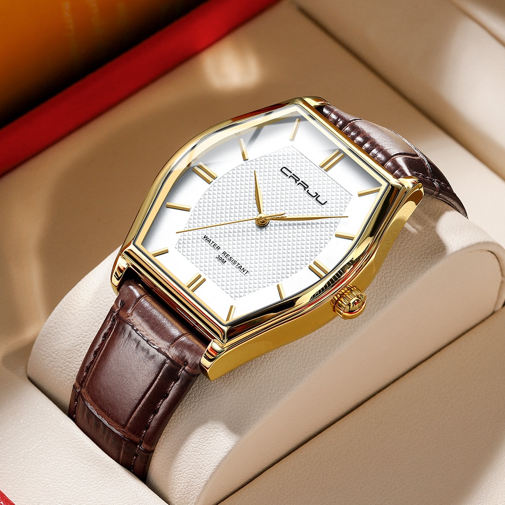 CRRJU Relógios Masculinos Originais Autênticos Moda Retrô Casual Negócios Esportes Quartzo À Prova D'água 5020 XL