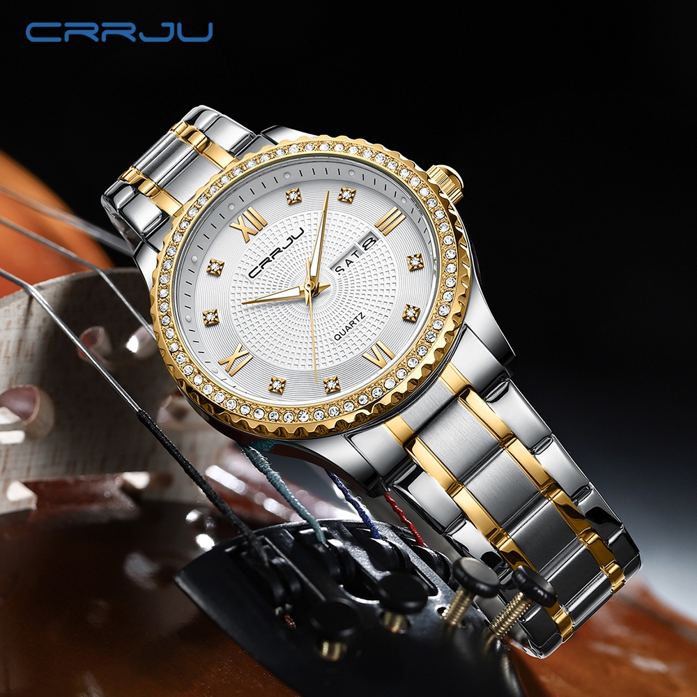 Relógio Masculino CRRJU Marca Original De Luxo Design Criativo Aço Inoxidável Moda Negócios Casual Quartzo À Prova Dwate · foto 2