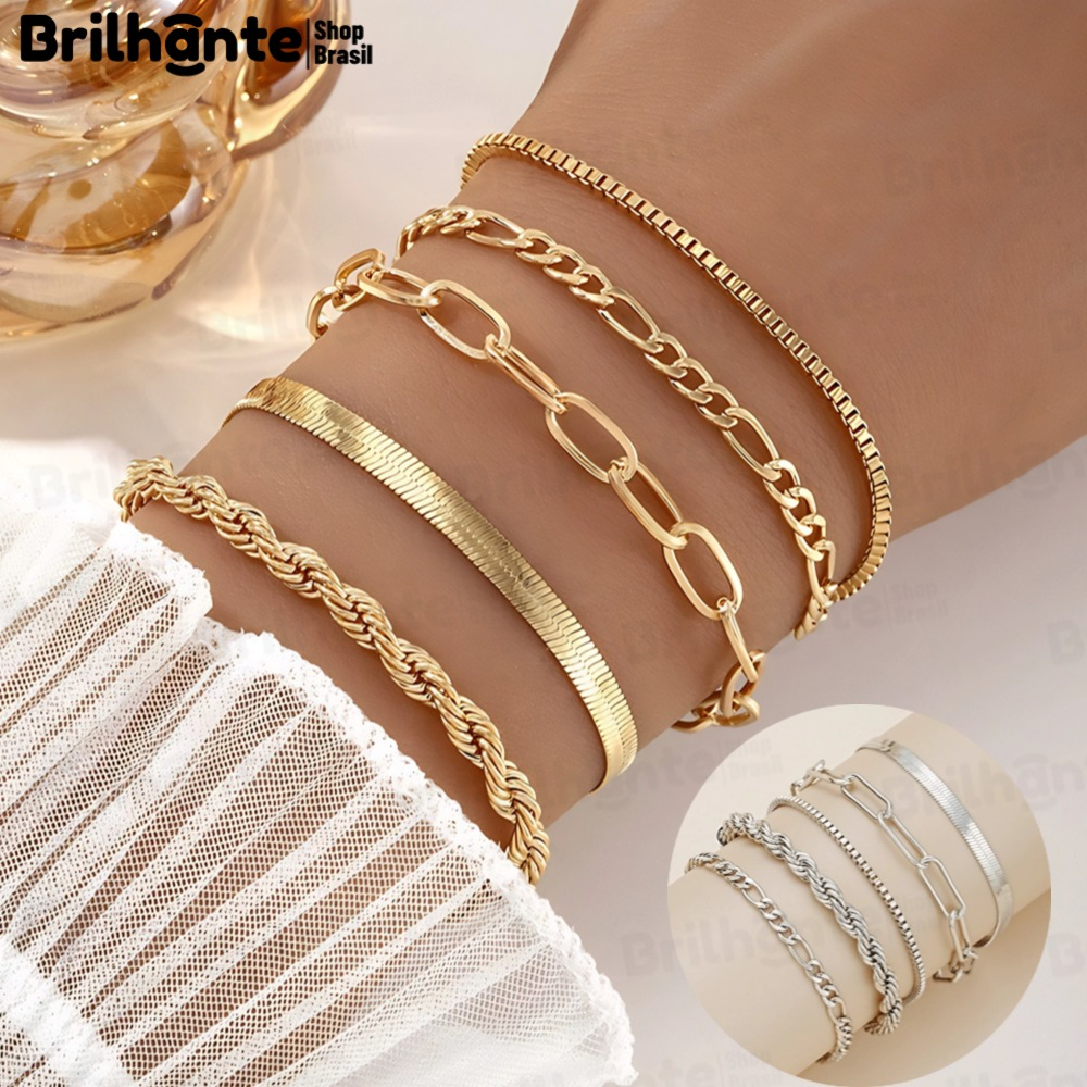 5 Pulseiras De Aço Inoxidável Hipoalergênicas, Resistentes A Manchas E à Prova d'água