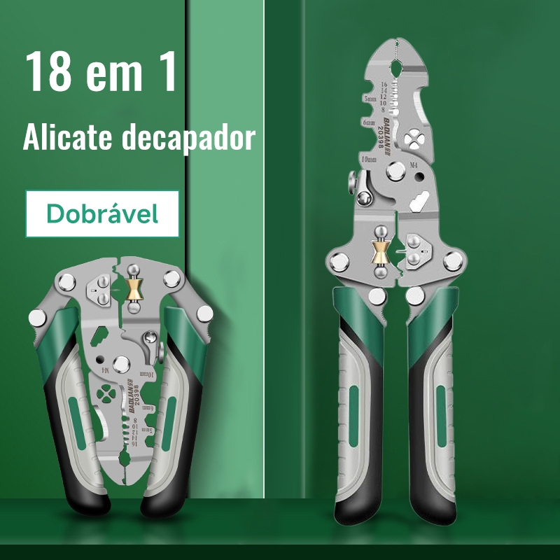 18 em 1 Alicate Elétrico Decapador de Fios Dobrável Ferramenta de Decapagem com Cabo Antiderrapante em Oferta na Shopee