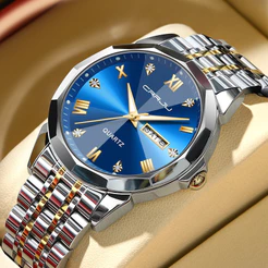 Original CRRJU Relógio Masculino Nova Marca De Moda Ponteiros Luminosos Aço Inoxidável Simples Dial Casual Negócios Quar