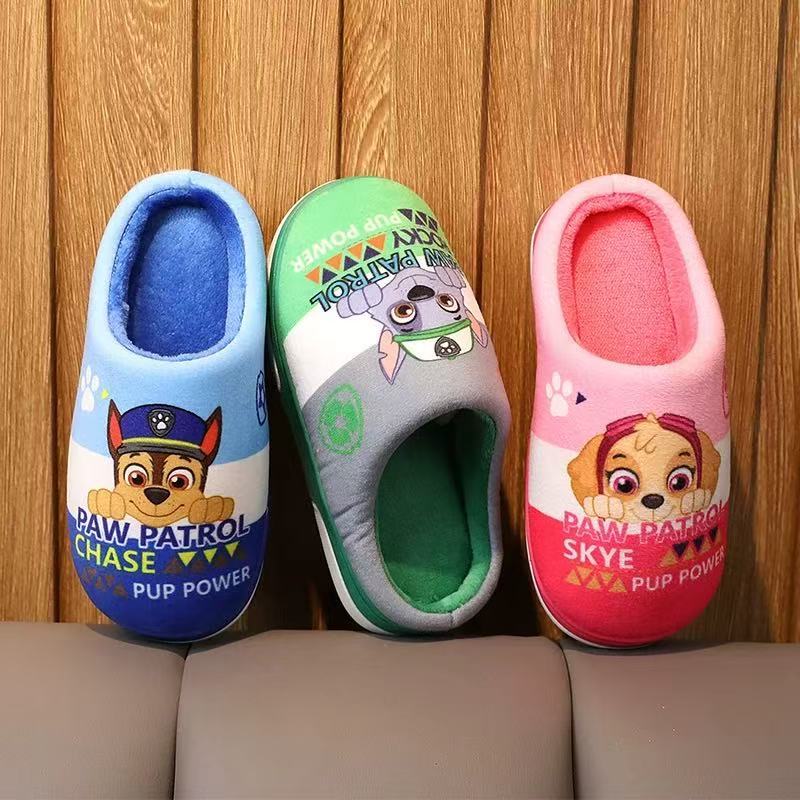 Patrulha De Patas Inverno Novo Estilo Chinelos De Algodão Para Crianças Masculino Feminino Baotou Sapatos Quentes Casa Antiderrapantes Desenho Animado Tendência