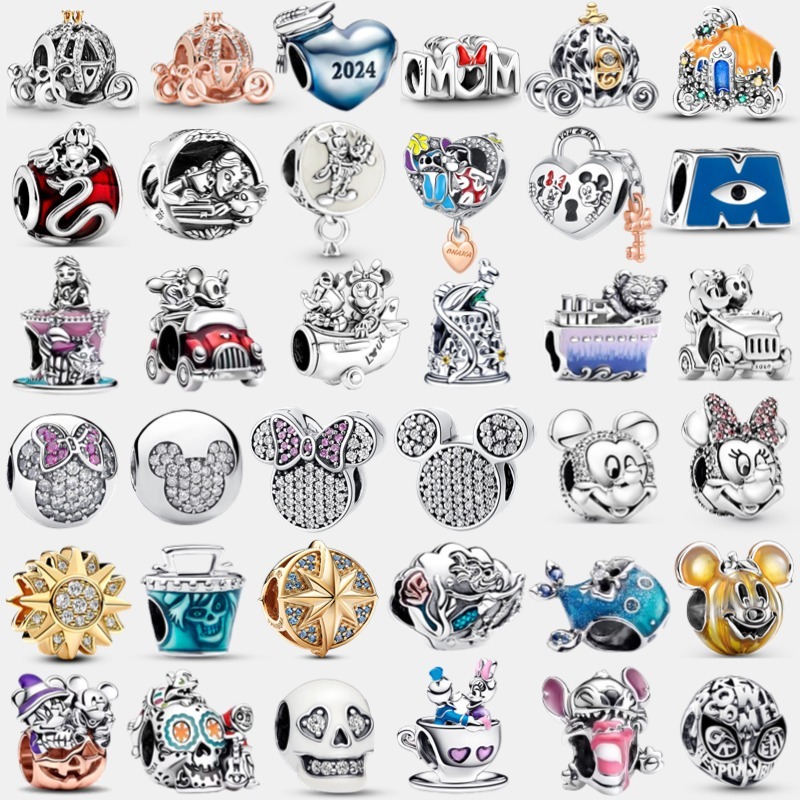 925 prata esterlina Mickey viagem com Minnie avião charme pingente 925 corrente grânulo jóias Original pingente pulseira em Oferta na Shopee