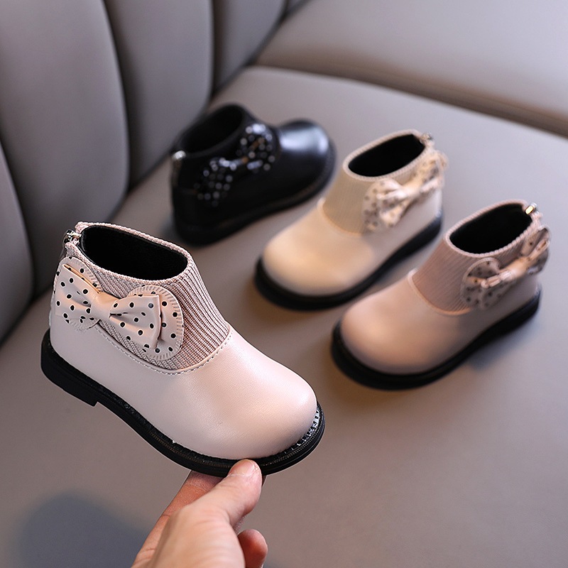 Botas Curtas de Princesa com Laço Novo Estilo para Meninas/Botas Curtas Quentes à Prova de...