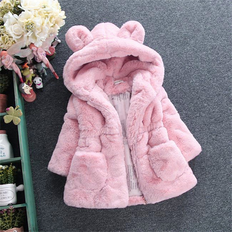 Inverno Bebê Crianças Jaqueta Para Meninas Casacos De Pele Do Falso Grosso Quente Snowsuit Com Capuz Parka Outerwear