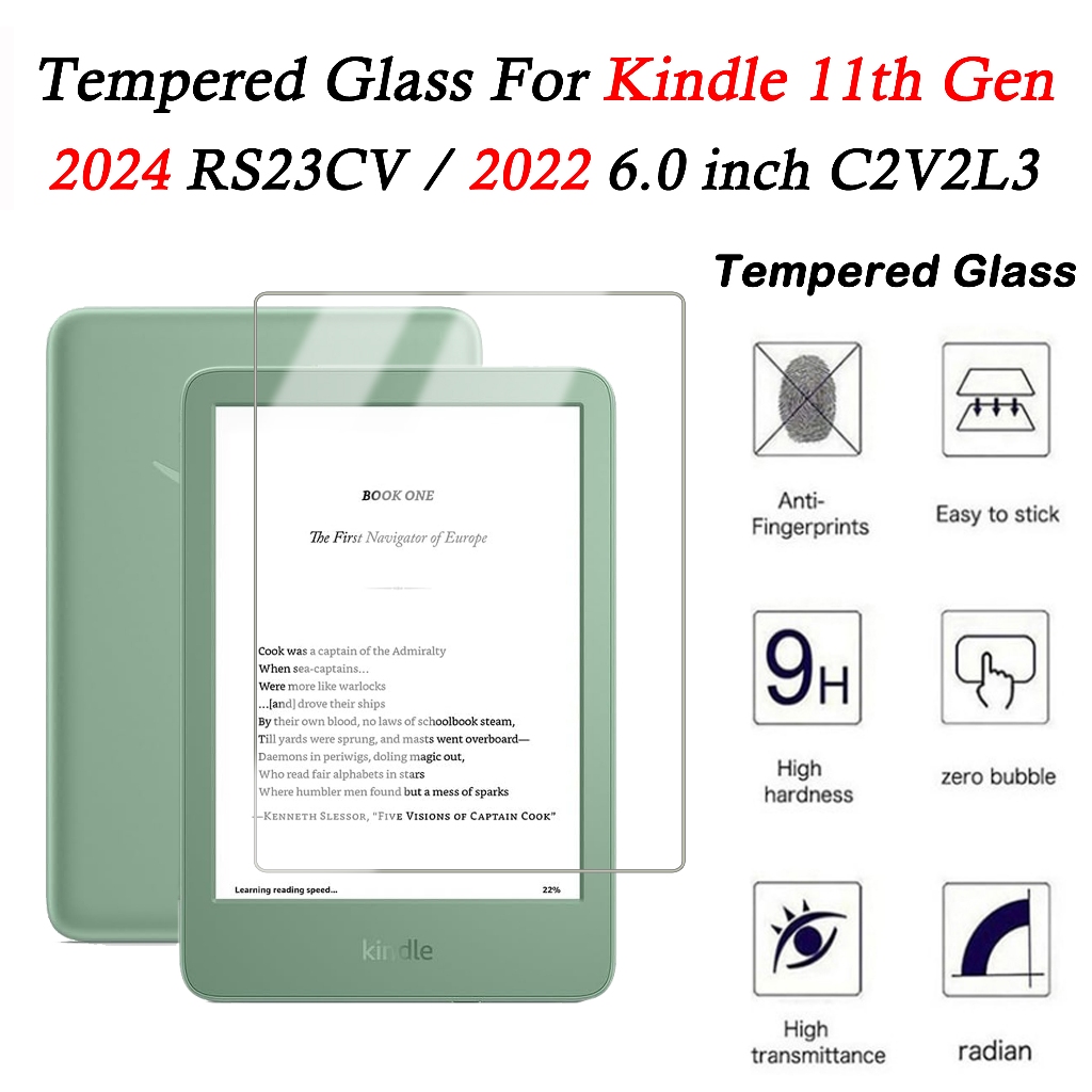 Para Kindle 11th Gen 2024 2022 6.0 Polegada 9H Vidro Temperado C2V2L3 RS23CV E-Reader Protetor De Tela Protetora Guarda
