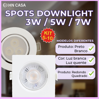 Kit 10 Luminária Spot Led Direcionável Embutir Gesso Teto | Branco Frio | Branco Quente Bivolt em Oferta na Shopee