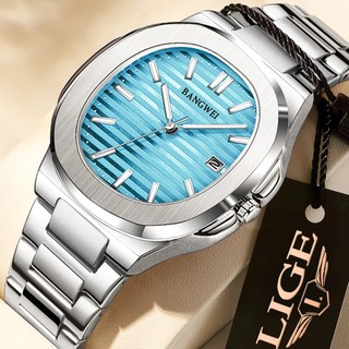 LIGE relogio de luxo masculino negócios à prova dwaterproof água relógio luminoso data aço inoxidável quartzo relógio
