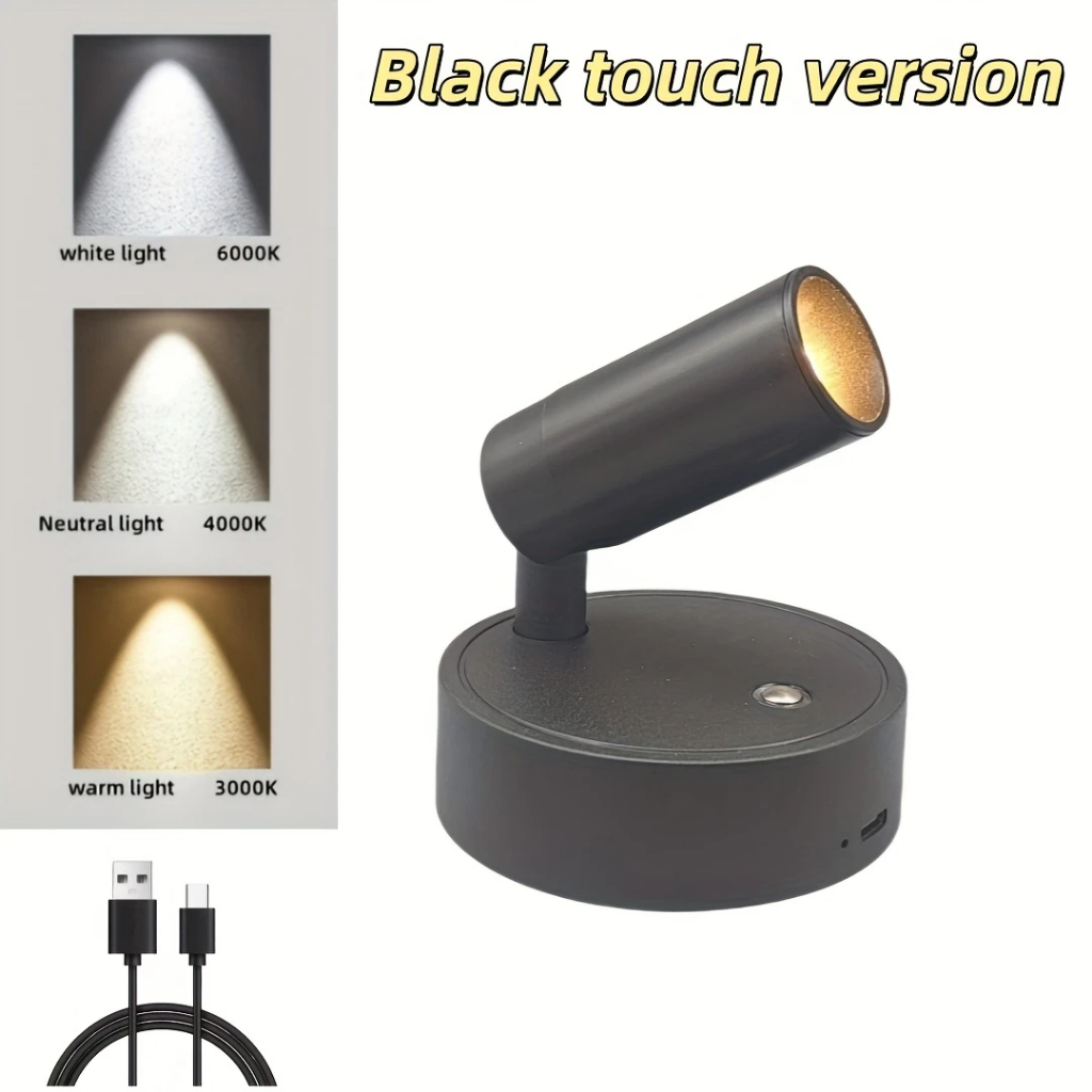 Luminária para quarto sem fio recarregável LED Leitura arandela de parede abajur de cabeceira