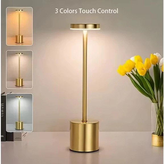 Luminária de Mesa Candeiro Dumbbell Touch de Quarto Luxuosa 3 Tons de Led