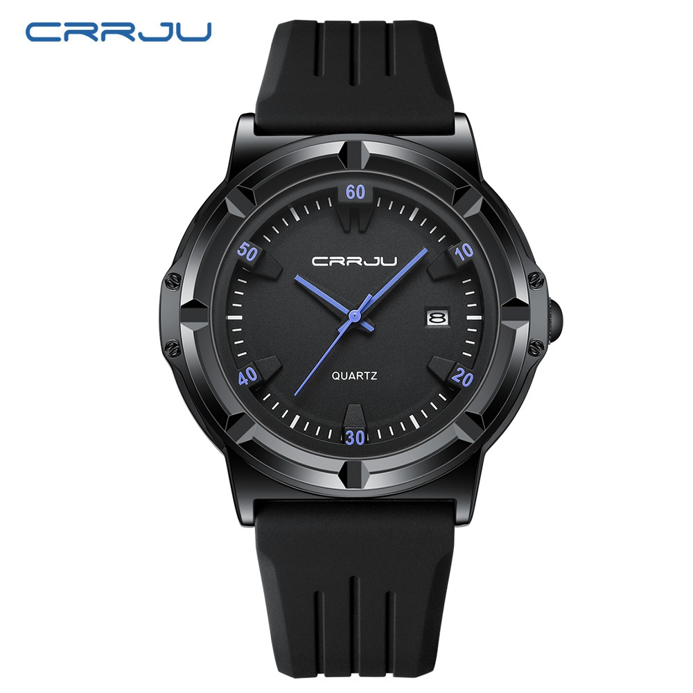 CRRJU Novo Relógio Masculino Original Pulseira De Silicone Genuíno Moda Casual Esportes Ao Ar Livre Quartzo Analógico À · foto 2