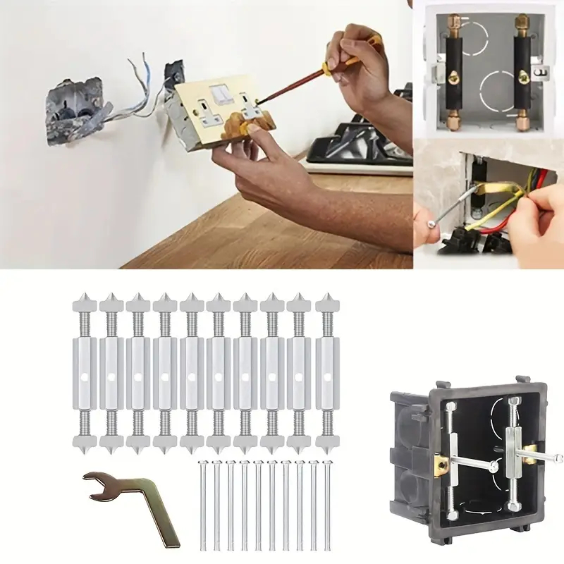10pcs 86 Tipo Interruptor Tomada De Cassete De Reparo Caixa De Junção Parafuso De Suporte Metálico