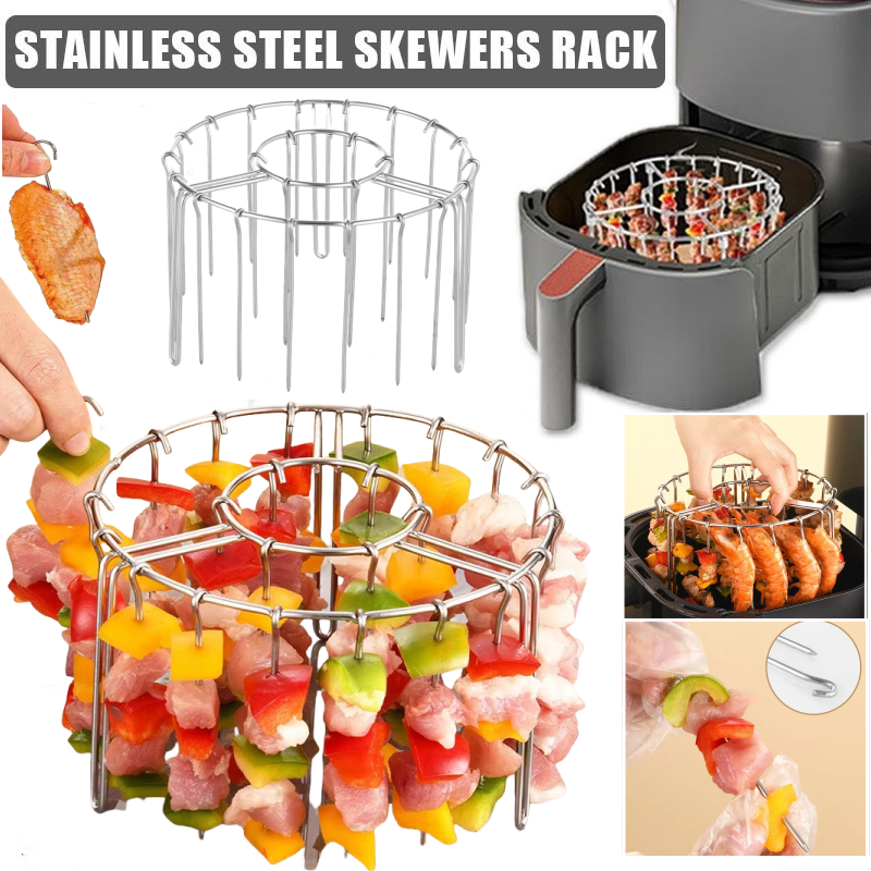 Rack De Grelha Para Fritadeira De Ar Removível De 24/48 Espetos Em Aço Inoxidável 304 , Se...