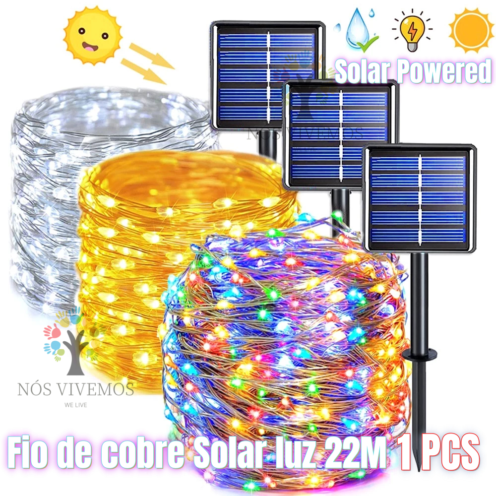 Luz Solar Ao Ar Livre Luzes De Fadas Corda LED Holiday Birthday Party Garland Jardim Fio De Cobre À Prova D'água Decoraç em Oferta na Shopee