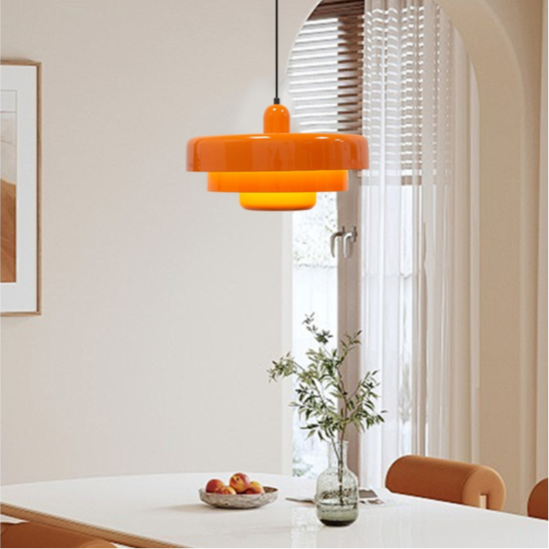 Lustre Criativo Moderno De Três Camadas Para Bolo , Abajur Pendente Laranja Dinamarquês , Mesa De Jantar , Cozinha , Qua