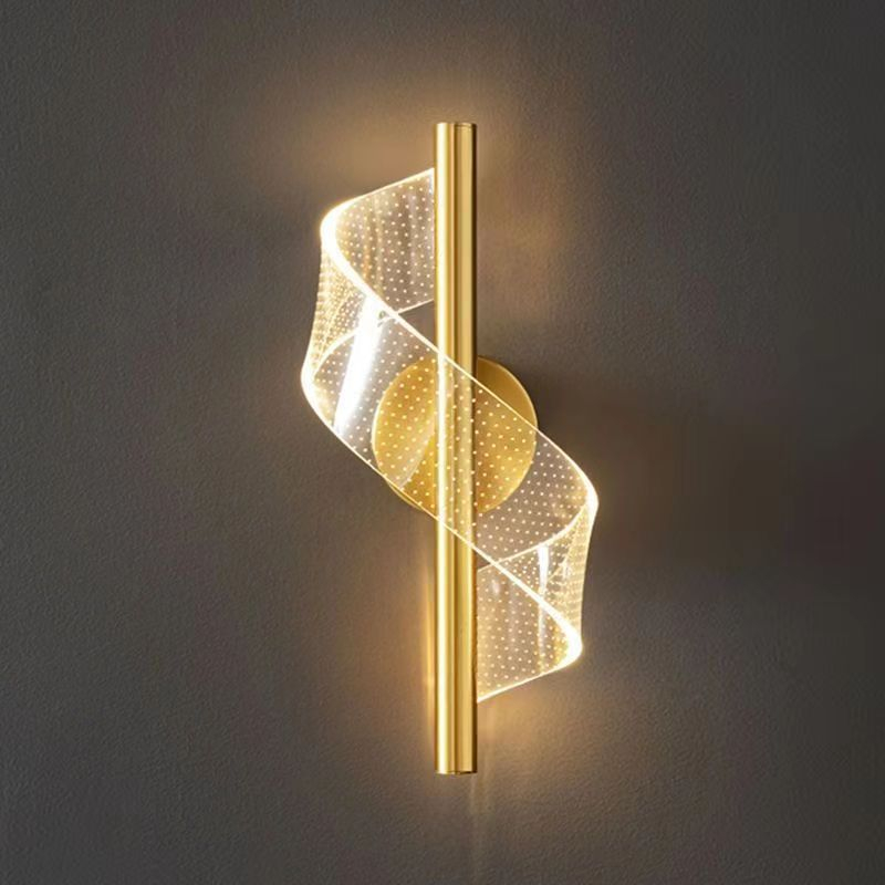 Arandela Luminária De Parede Moderna Dourada Led 4w Fibra Ótica Acrílica Muda De Cor