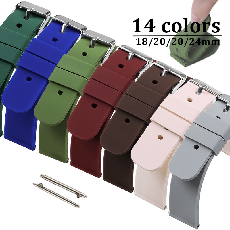 Pulseira De Relógio De Silicone , 18mm 20mm 22mm 24mm , Universal De Borracha , Liberação Rápida , Macia , Esportiva , F