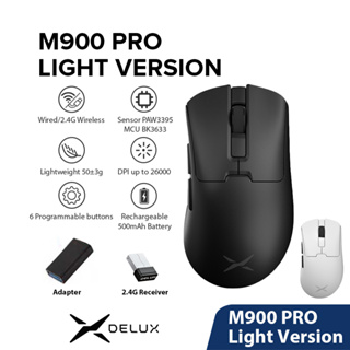 Delux M900 PRO-Light Versão Gaming Mouse PAW3395 26000DPI Com Fio 2.4G Sem Recarregável Programável 50g Leve Para PC/Lap em Oferta na Shopee