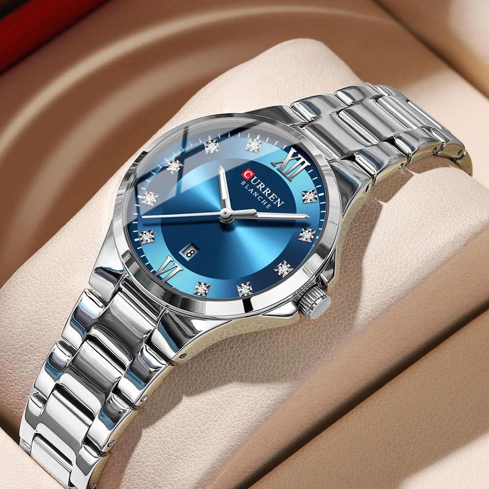 CURREN Relógio Feminino Design Elegante Sophisticação Diária Quartzo À Prova D'água 9107