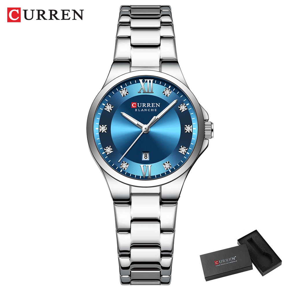 CURREN Relógio Feminino Design Elegante Sophisticação Diária Quartzo À Prova D'água 9107
