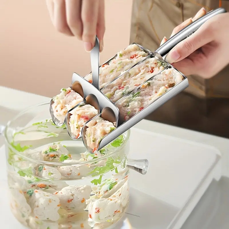 Fazedor De Almôndegas Triplo De Aço Inoxidável , Ferramenta Para Fazer De Carne , Colher Com Corte , Conjunto De Moldes em Oferta na Shopee