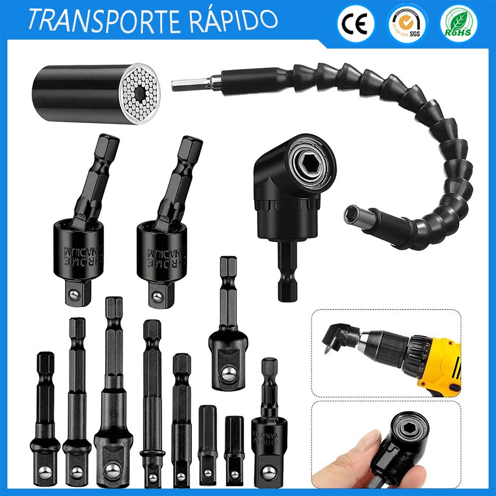 Adaptador de manga de haste hexagonal elétrica Broca conjunto de cabeça de conversão conversão rotativa de eixo Universa