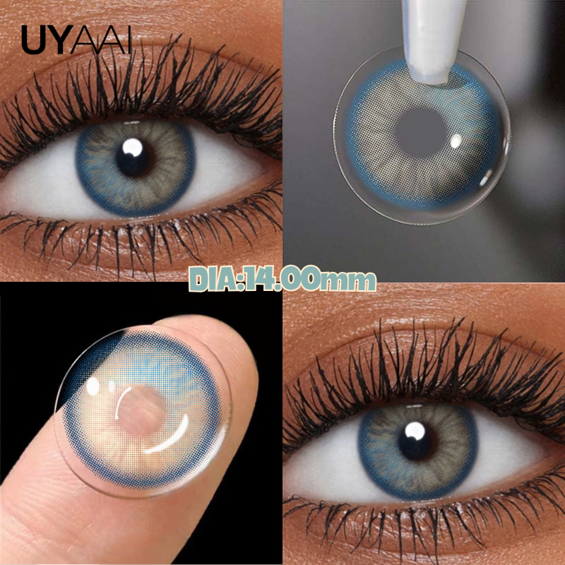 Lente De Contato UYAAI Azul Verde Dream Grade 0.00 Chegam Novas Lentes Macias De Uso Anual natural De 14.0 Mm Para Maqui