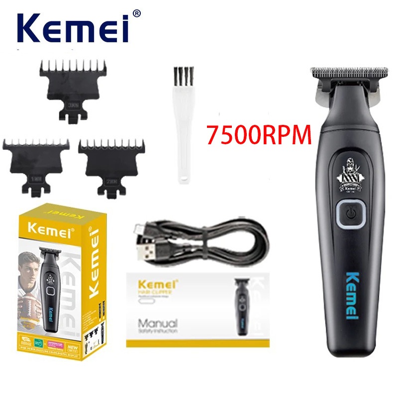 Kemei 1747 Sem Fio Zero Gaped Trimmer Acabamento Elétrico Máquina De Corte Cabelo Cortar Profissional Recarregável Barba