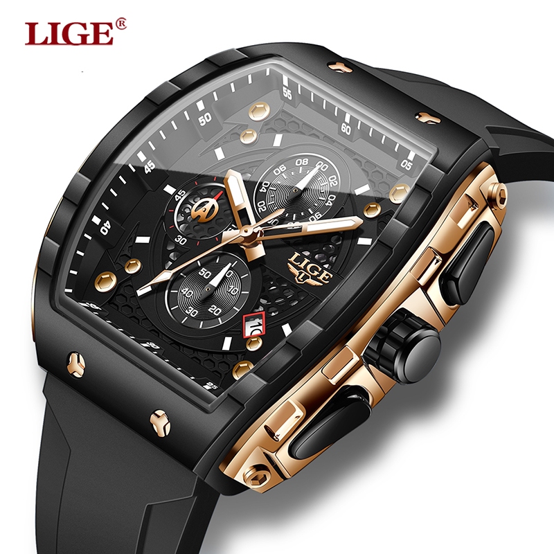 LIGE Homem Relógio Moda Luxo À Prova Dwaterproof Água Pulseira De Silicone Quartzo Relógios Masculinos Luminosos Esporte em Oferta na Shopee