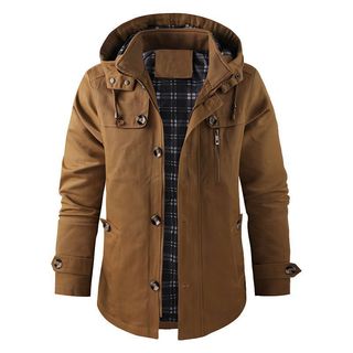 Jaqueta Masculina plus size trench casual Casaco Com Capuz De Comprimento Médio Para Homens